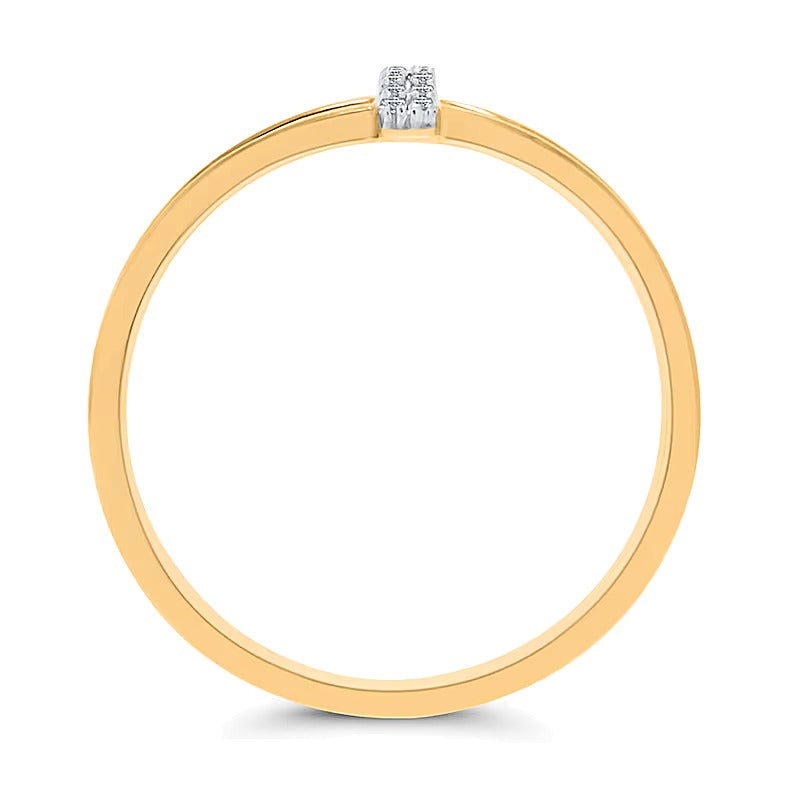 Fashion-Ring mit Diamant-Besatz und linearem Steg sowie geteilter Schiene in 10K Gelbgold