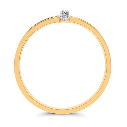 Fashion-Ring mit Diamant-Besatz und linearem Steg sowie geteilter Schiene in 10K Gelbgold