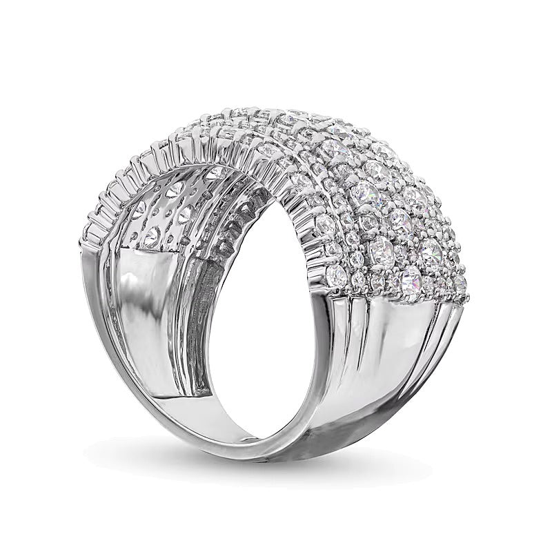 2.5 CT. Gesamtgewicht mehrreihiger Diamant-Ring in 14K Weißgold