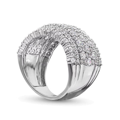 2.5 CT. Gesamtgewicht mehrreihiger Diamant-Ring in 14K Weißgold
