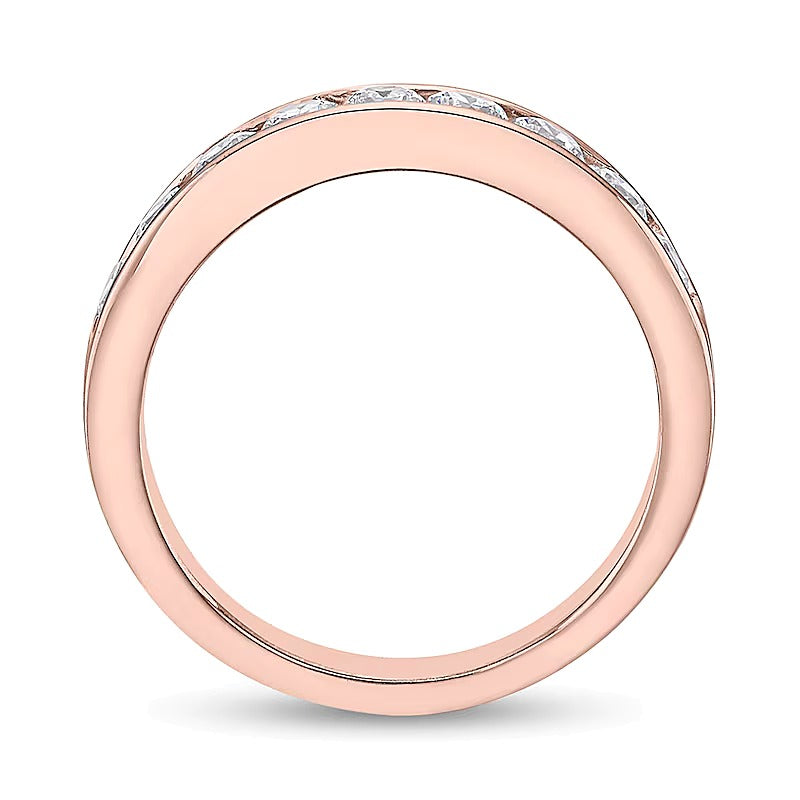 0.75 ct. Gesamtgewicht Diamant Ring kanalgefasst mit neun Steinen in 10K Roségold (I/I2)