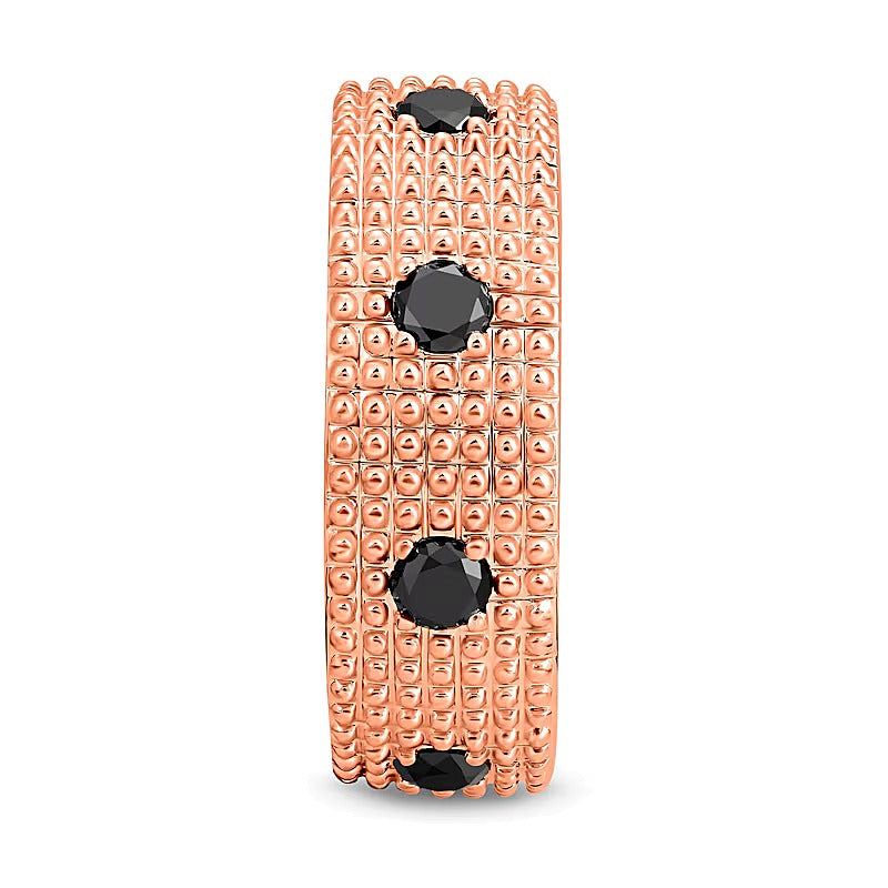 Mehrreihiger Fashion-Ring mit schwarzem Spinell in Kügelchen-Optik aus 14K Roségold