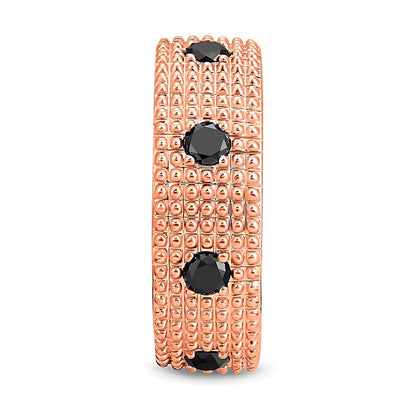 Mehrreihiger Fashion-Ring mit schwarzem Spinell in Kügelchen-Optik aus 14K Roségold