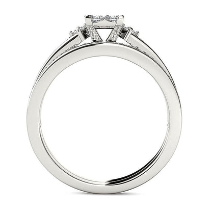 Braut-Set mit Princess-Diamanten 1.0 ct. Gesamtgewicht in 14K Weißgold
