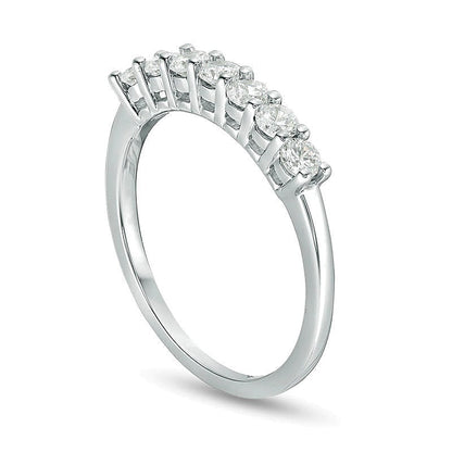 0,63 ct. Gesamtgewicht Diamant Memoire-Ring mit sieben Steinen in 10K Weißgold