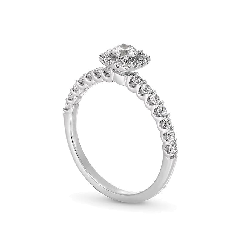 0,75 ct. Gesamtgewicht Diamant Halo-Verlobungsring in 14K Weißgold