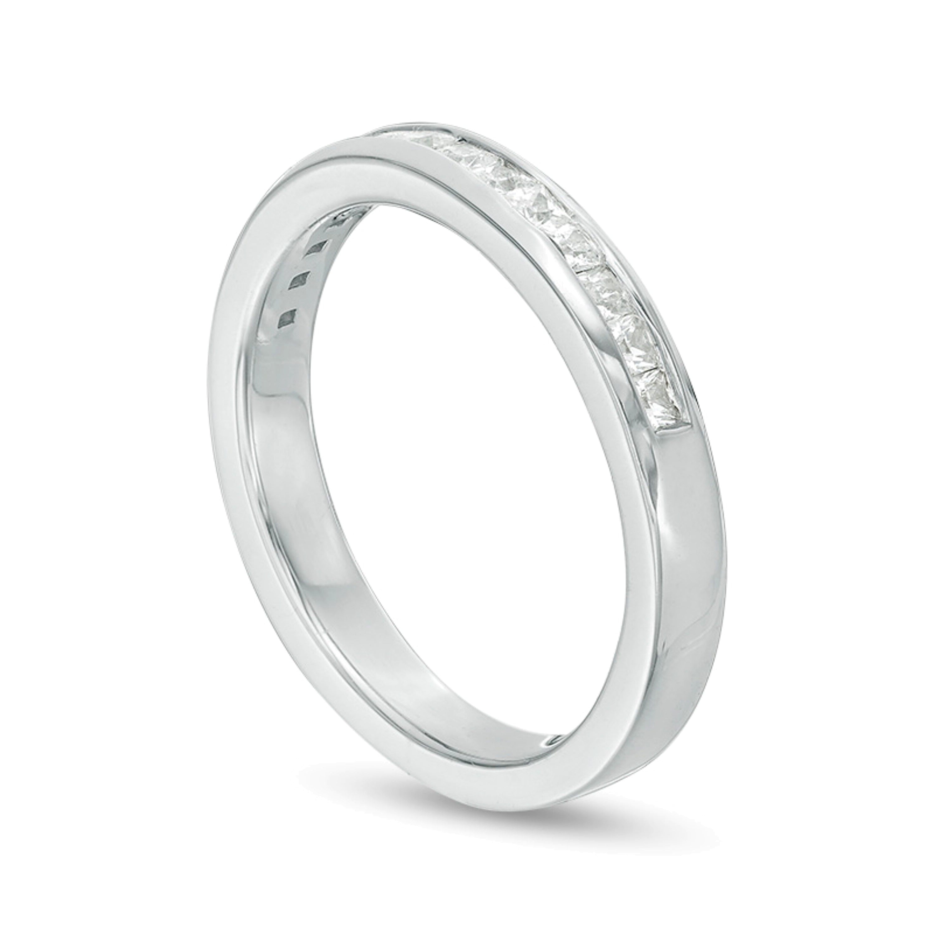 0.5 ct. Gesamtgewicht Ehering mit Diamanten im Princess-Schliff in 10K Weißgold