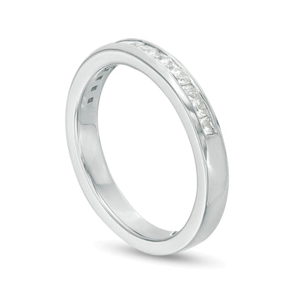 0.5 ct. Gesamtgewicht Ehering mit Diamanten im Princess-Schliff in 10K Weißgold