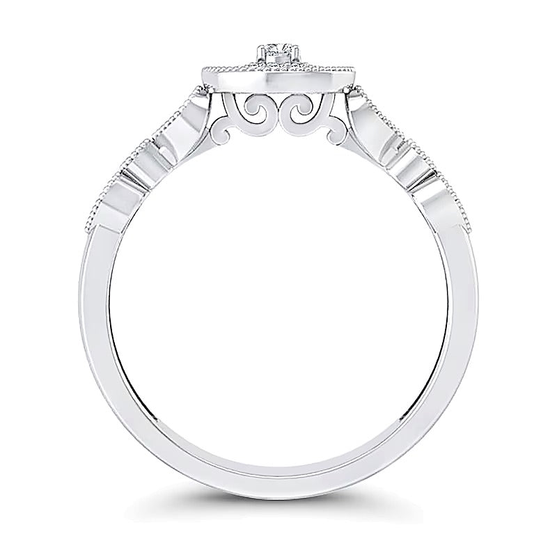 0.2 CT. Gesamtgewicht Multi-Diamant Ring im Art-déco-Vintage-Stil aus 10K Weißgold