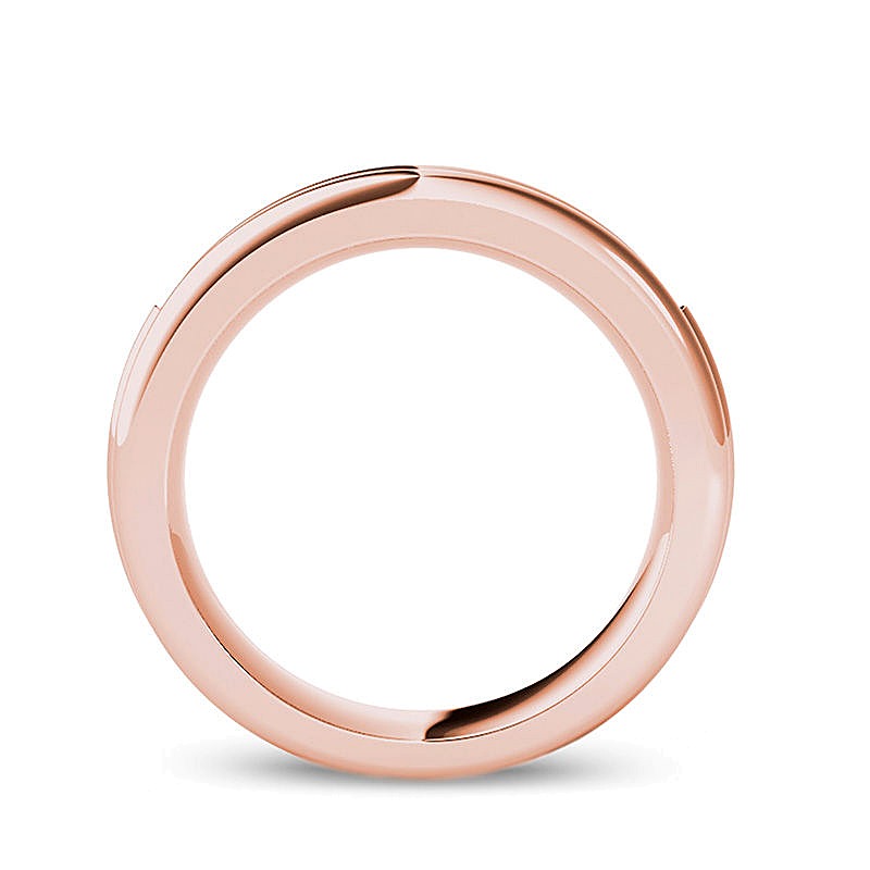 0.2 ct. Gesamtgewicht Diamant-Ehering mit Rille in 14K Roségold
