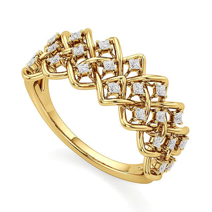 0.33 ct. Gesamtgewicht Diamant-Ring im Princess-Schliff geflochten in 10K Gelbgold