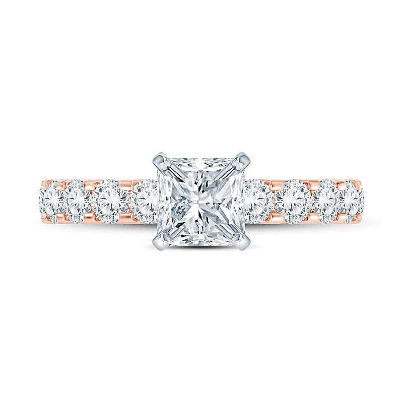 2.0 ct. Gesamtgewicht Diamant-Verlobungsring im Princess-Schliff in 14K Roségold (I/I2)
