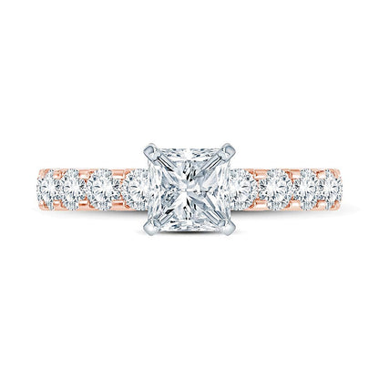 2.0 ct. Gesamtgewicht Diamant-Verlobungsring im Princess-Schliff in 14K Roségold (I/I2)