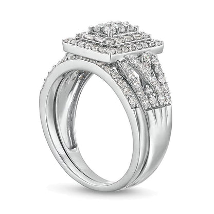 Braut-Set mit Diamanten im Baguette-, Rechteck- und Rundschliff, 1.0 ct. Gesamtgewicht, in 10K Weißgold