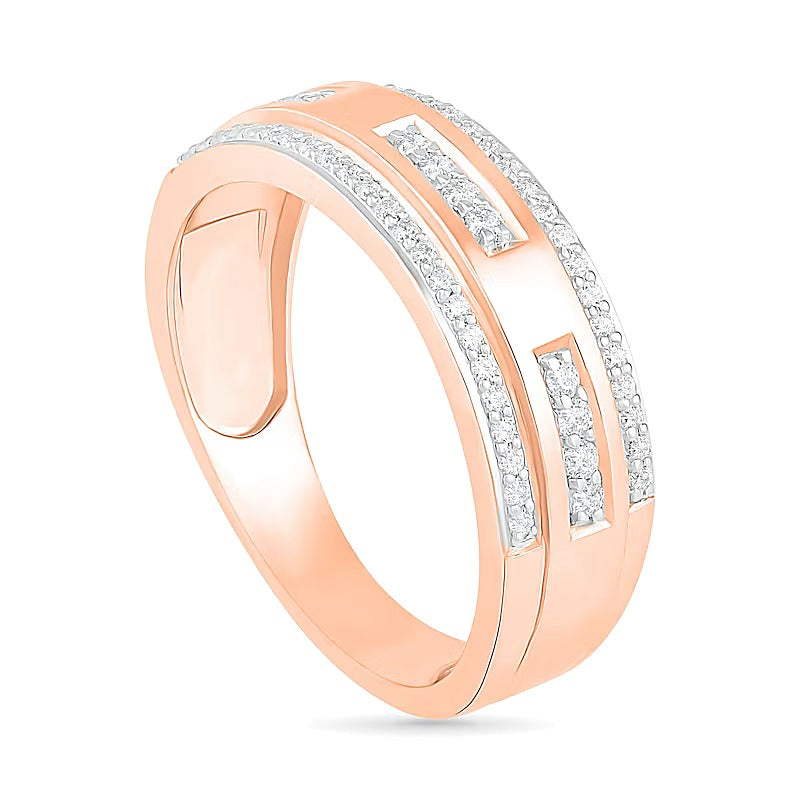 0.38 CT. Gesamtgewicht Diamant Ehering mit Kantenbesatz in 10K Roségold