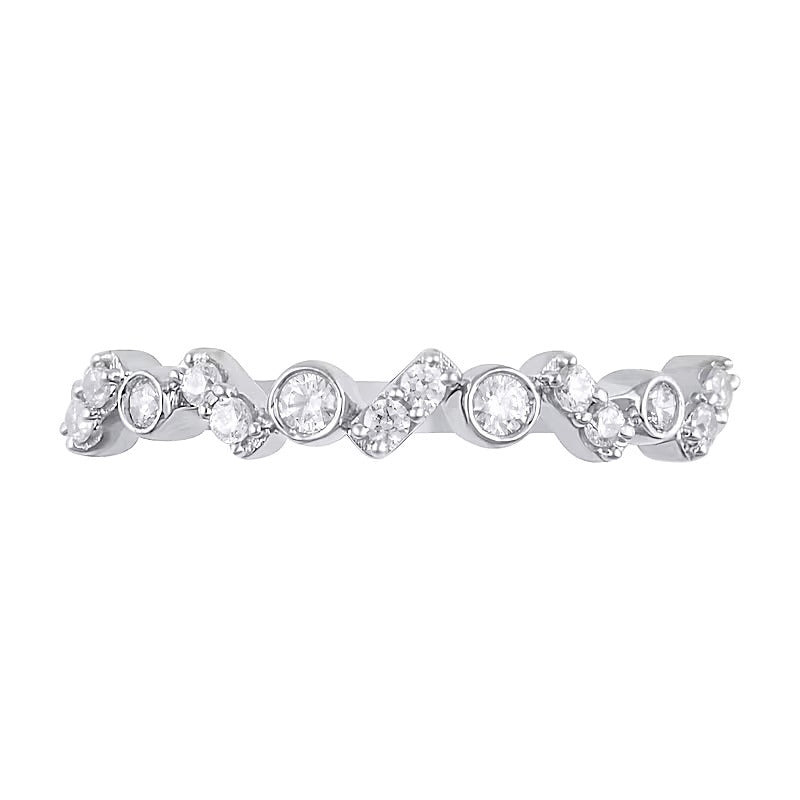 0,2 ct. Gesamtgewicht Diamant Zickzack-Duo-Ring mit Zargenfassung in 10K Weißgold