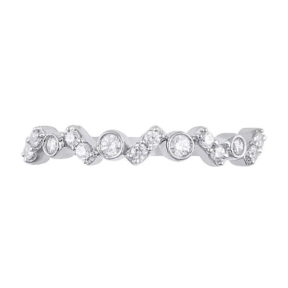 0,2 ct. Gesamtgewicht Diamant Zickzack-Duo-Ring mit Zargenfassung in 10K Weißgold