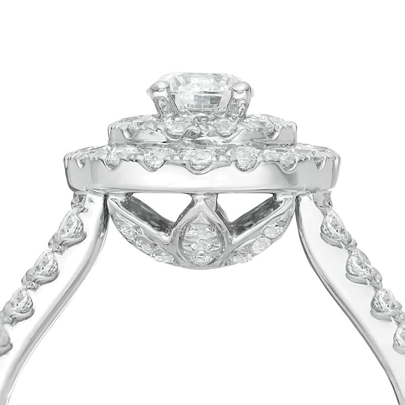 Halo-Verlobungsring mit Diamanten 1.25 ct. Gesamtgewicht in 14K Weißgold