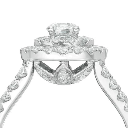 Halo-Verlobungsring mit Diamanten 1.25 ct. Gesamtgewicht in 14K Weißgold