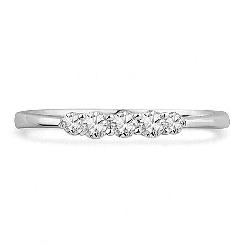 0.25 ct. Gesamtgewicht Diamant Fünfstein-Ehering in 10K Weißgold