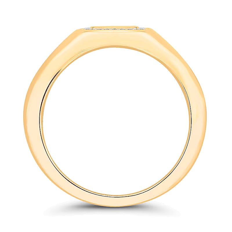 Signet-Ring mit Diamant in 10K Gelbgold