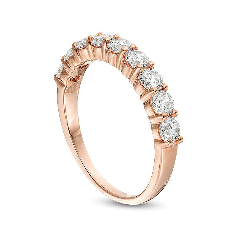 Memoire-Ring mit neun Diamanten 1.0 CT. Gesamtgewicht in 10K Roségold