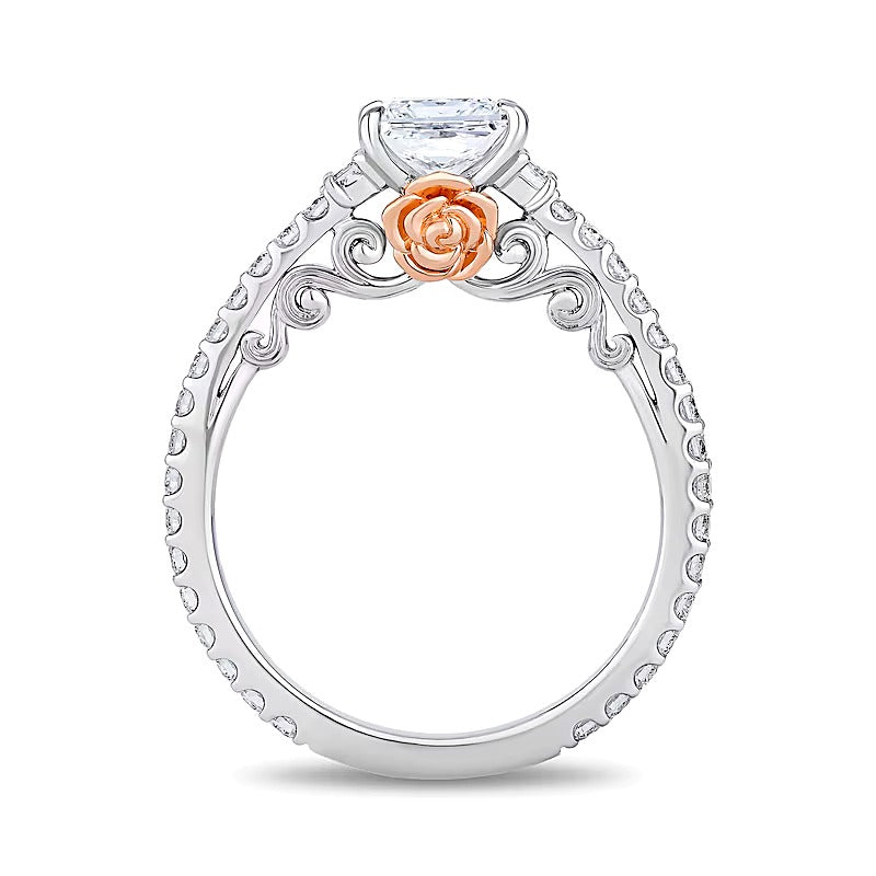 Dreistein-Verlobungsring mit Labordiamanten im Princess- und Baguette-Schliff, 1.5 ct. Gesamtgewicht, in 14K Weißgold für Damen