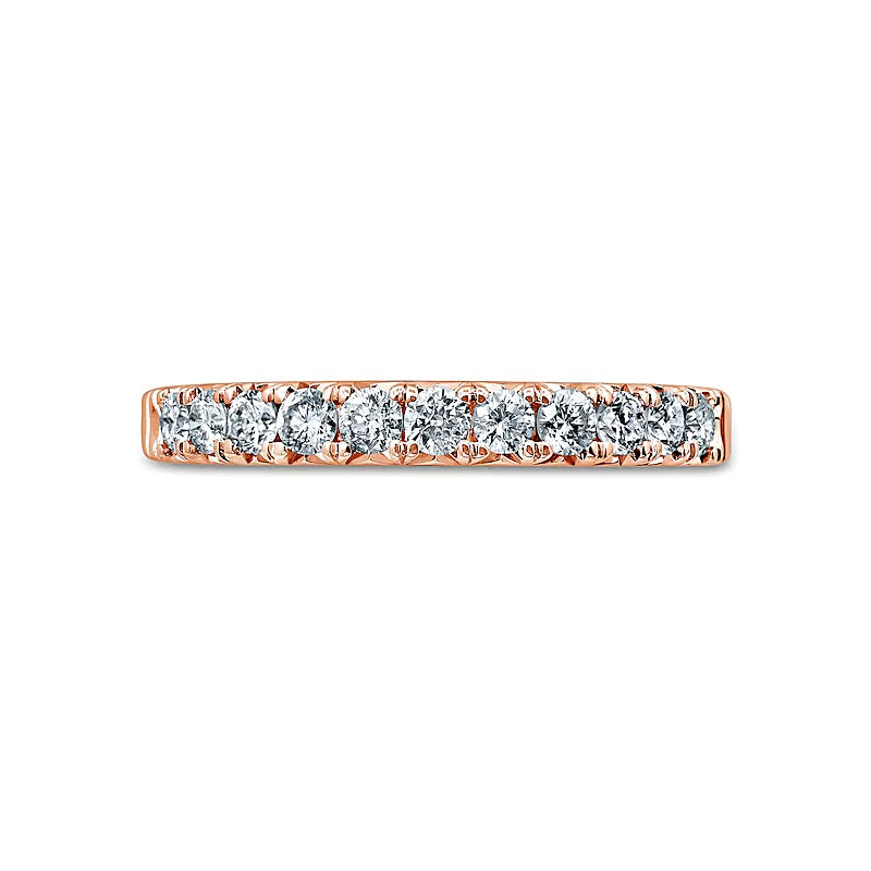 Memoire-Ring mit Diamanten 0.5 CT. Gesamtgewicht, elf Steine, rund, in 14K Roségold