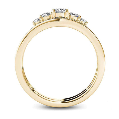 0.5 ct. Gesamtgewicht Diamant Dreistein-Brautset in 14K Gelbgold