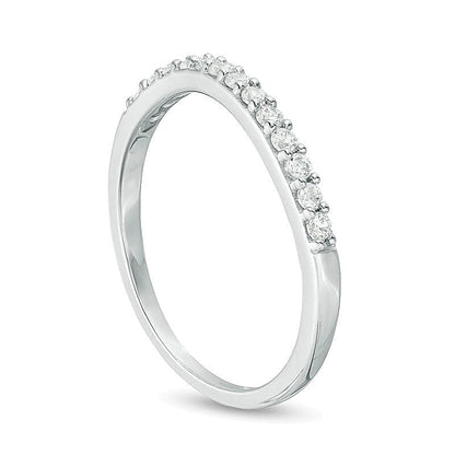 Memoire-Ring mit 0.25 ct. Gesamtgewicht Diamanten im Wellendesign in 10K Weißgold