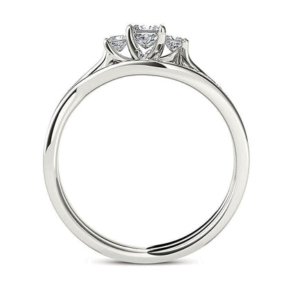 0.5 CT. Gesamtgewicht Braut-Set mit Diamanten im Princess-Schliff, Dreistein-Bypass, in 14K Weißgold