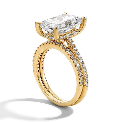 5,63 ct. Gesamtgewicht Braut-Set mit Labordiamanten im Radiant-Schliff in 14K Gelbgold (F/VS2)