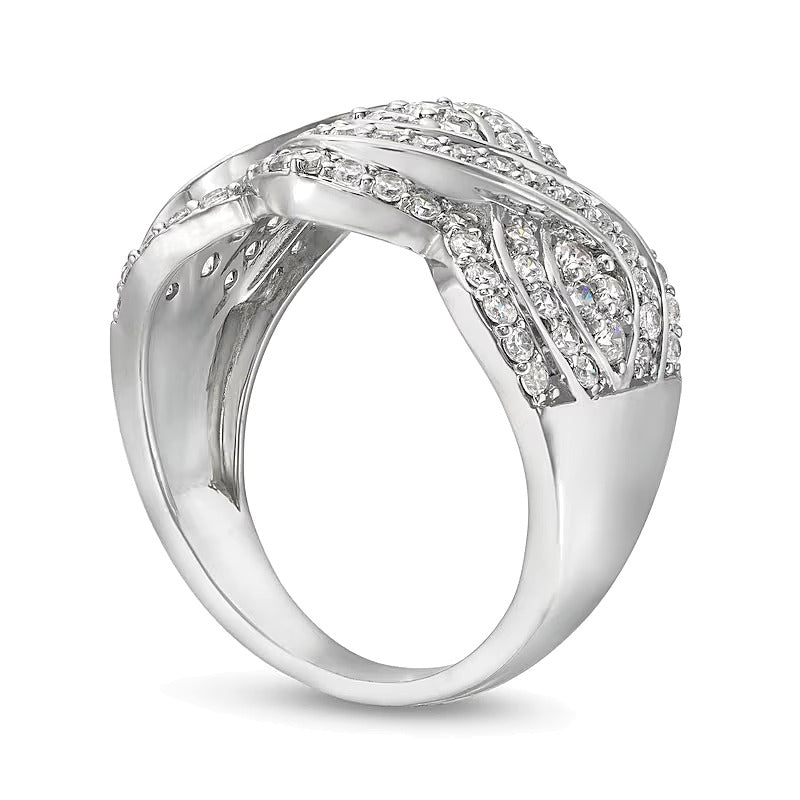 1.0 CT. Gesamtgewicht Ring mit vier weißen Diamanten im Rundschliff und Infinity-Geflecht in 10K Weißgold