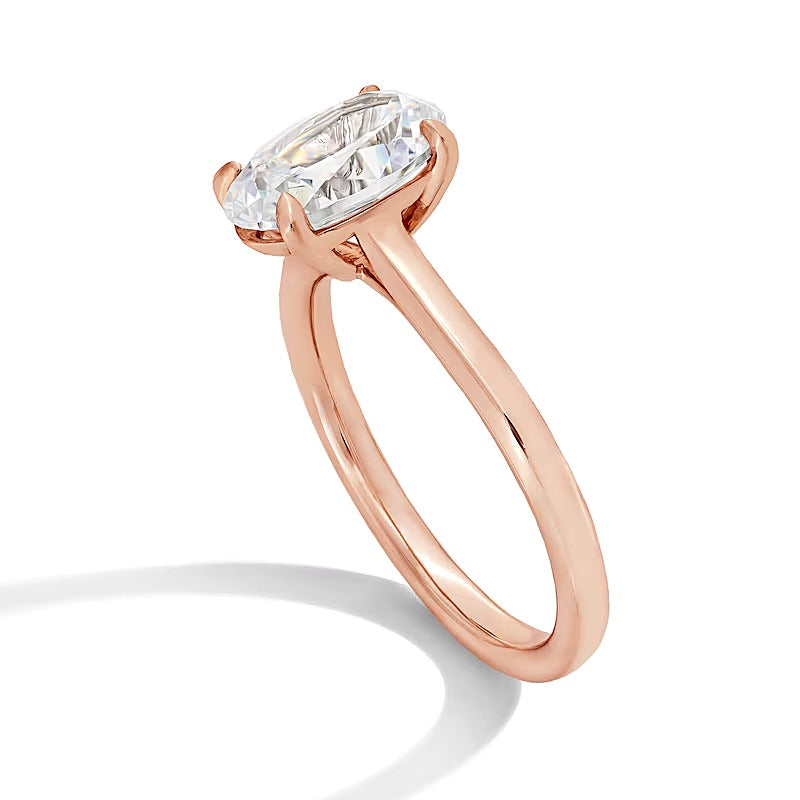 3.0 CT. Ovaler Labordiamant Solitär Verlobungsring in 14K Roségold (F/VS2)