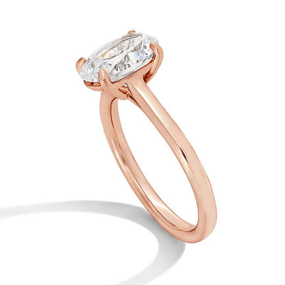 3.0 CT. Ovaler Labordiamant Solitär Verlobungsring in 14K Roségold (F/VS2)