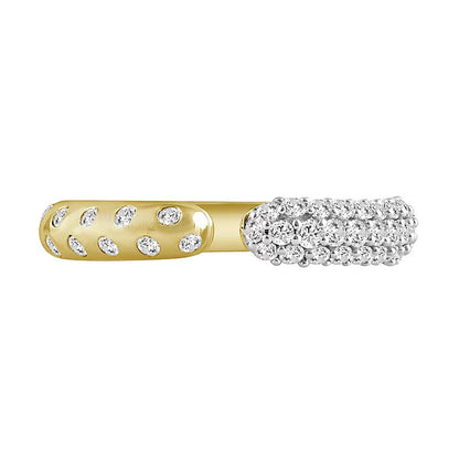 0.5 ct. Gesamtgewicht Diamant Pavé und Bubbles Ring mit offener Schiene in 10K Gelbgold