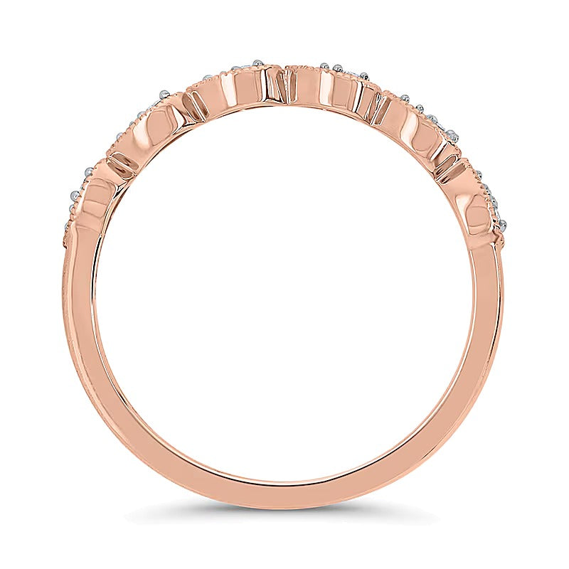 0.1 ct. Gesamtgewicht Diamant-Ring im Vintage-Stil mit Tropfenschliff in 10K Roségold