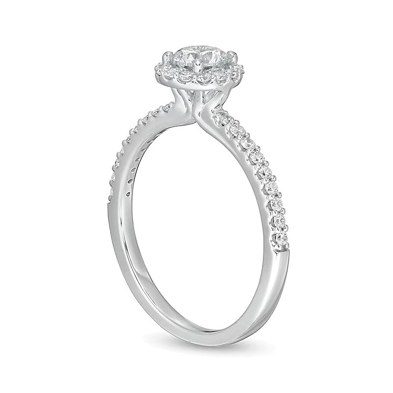 Halo-Verlobungsring mit Labordiamanten 0.75 ct. Gesamtgewicht in 14K Weißgold (F/VS2)