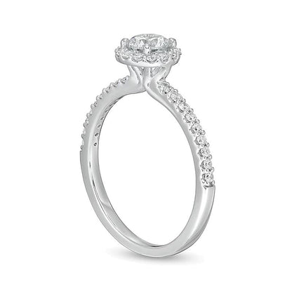 Halo-Verlobungsring mit Labordiamanten 0.75 ct. Gesamtgewicht in 14K Weißgold (F/VS2)
