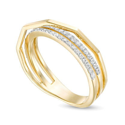 Diamant-Ring Crossover 0,25 ct. Gesamtgewicht in 10K Gelbgold