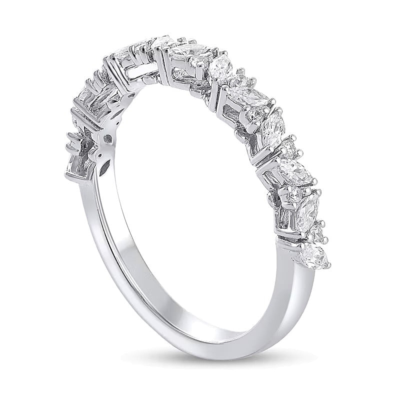 0.33 ct. Gesamtgewicht Ring mit Diamanten im Marquise- und Rundschliff, stapelbar, in 14K Weißgold