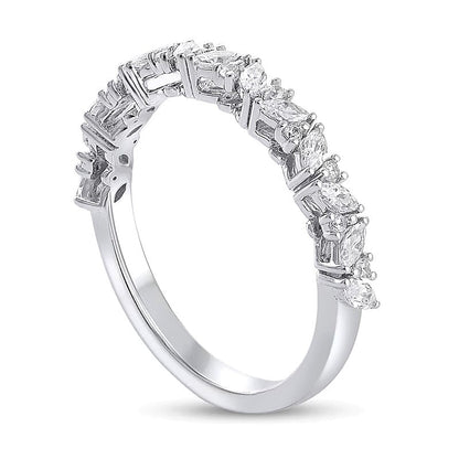 0.33 ct. Gesamtgewicht Ring mit Diamanten im Marquise- und Rundschliff, stapelbar, in 14K Weißgold