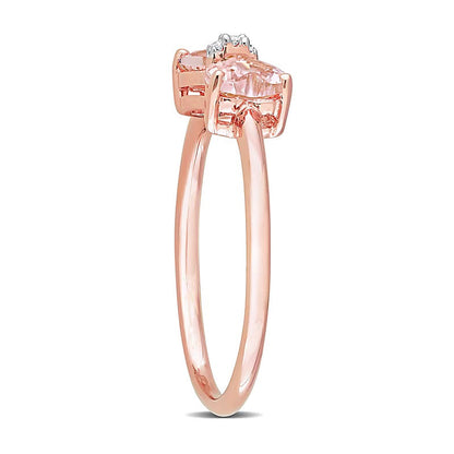 Fashion-Ring in Schleifenform mit herzförmigem Morganit 5,0mm und Diamant-Besatz in 10K Roségold