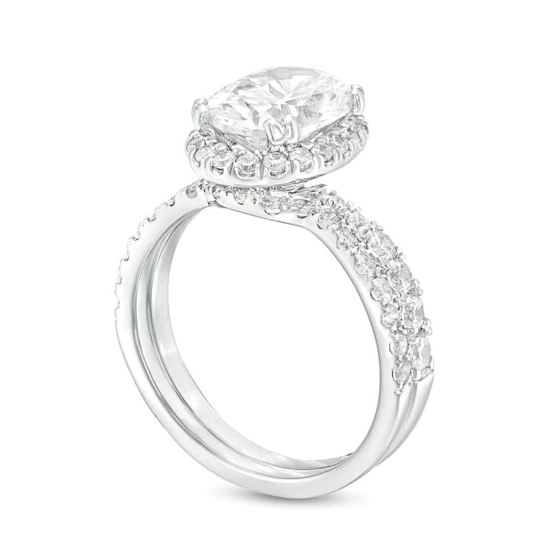 2.88 CT. Gesamtgewicht Braut-Set mit ovalen Labordiamanten in 14K Weißgold (I/SI2)