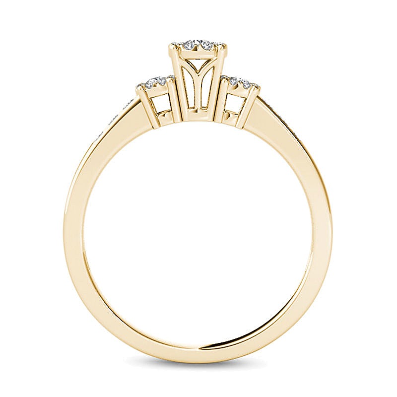 0.33 ct. Gesamtgewicht Komposit-Diamant Dreistein-Verlobungsring in 10K Gelbgold