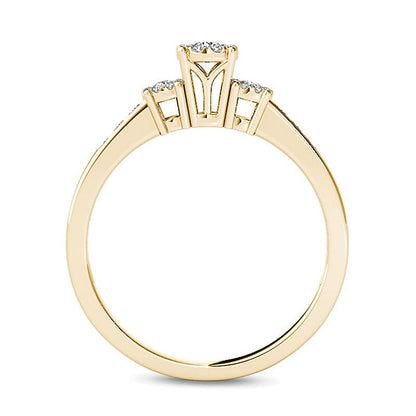 0.33 ct. Gesamtgewicht Komposit-Diamant Dreistein-Verlobungsring in 10K Gelbgold