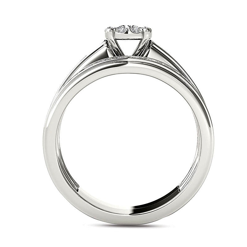 Braut-Set mit weißen Diamanten im Rundschliff, 1.5 CT. Gesamtgewicht, in 14K Weißgold
