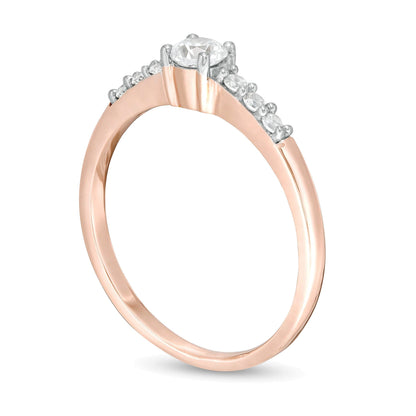 0.33 CT. Gesamtgewicht Diamant Verlobungsring als Solitär mit seitlichem Besatz in 10K Roségold