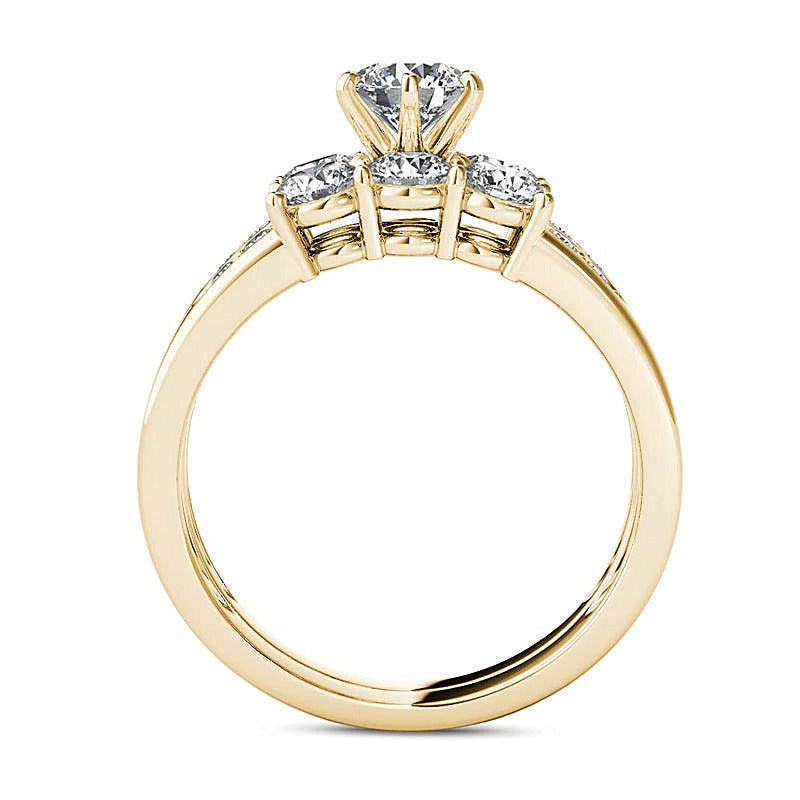 1.5 ct. Gesamtgewicht Diamant Dreistein-Brautset in 14K Gelbgold