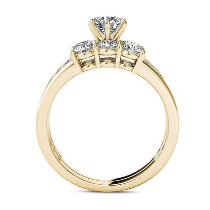 1.5 ct. Gesamtgewicht Diamant Dreistein-Brautset in 14K Gelbgold